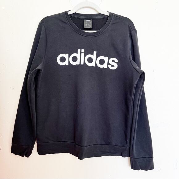 ADIDAS Women's Essentials Linear Sweatshirt, Black, L - Picture 3 of 9